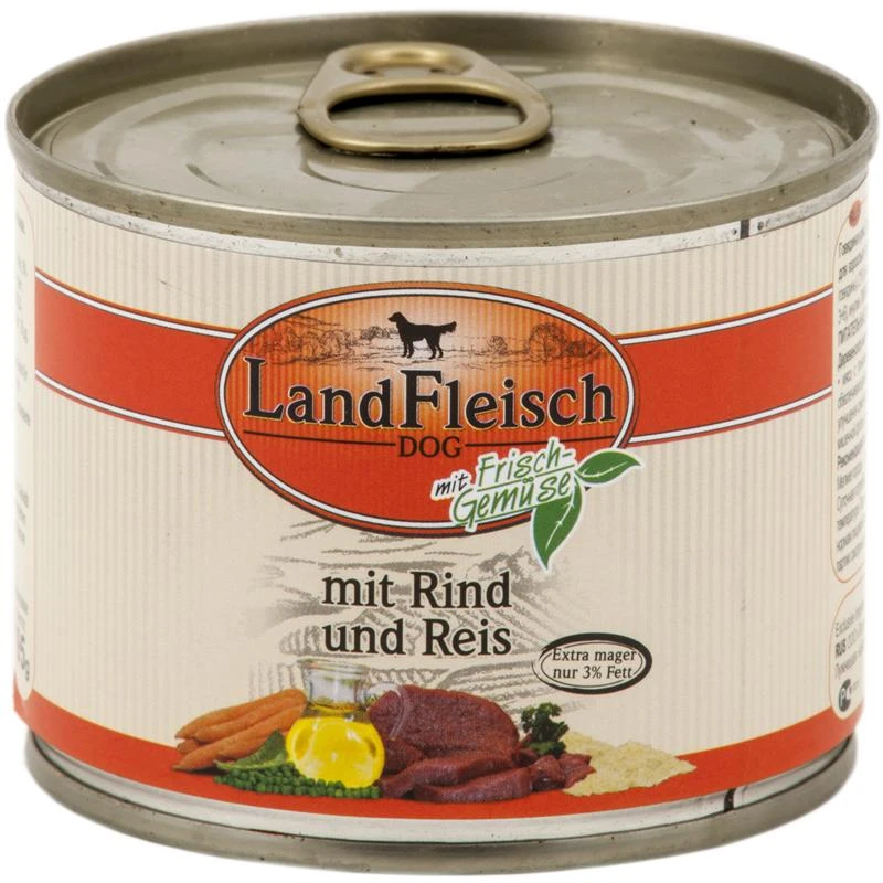Landfleisch Pur Rind & Reis | 12x 195g Hundefutter 1 Landfleisch Pur Rind & Reis | 12x 195g Hundefutter