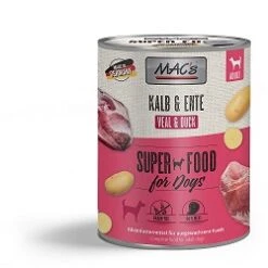 MACs Dog Kalb & Ente | 6x 800g Hundefutter Nass Getreidefrei